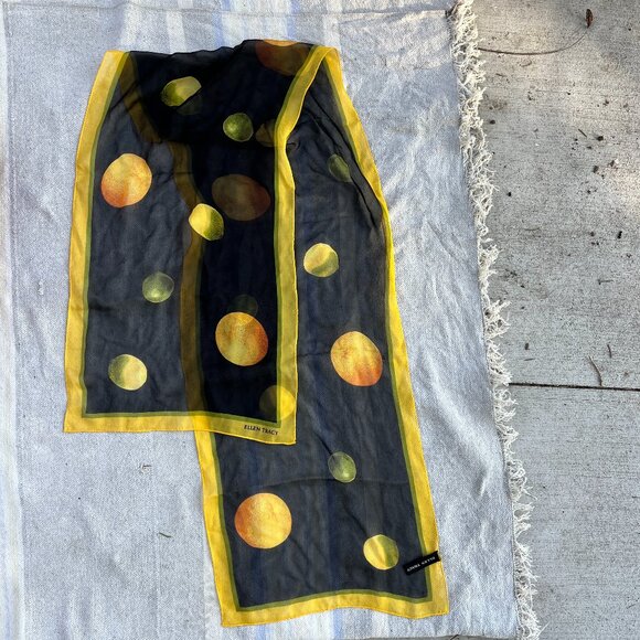 Ellen Tracy Accessories - ELLEN TRACY 100% Silk Made in Japan Oranges/Limes Long Scarf 13" wide LOVELY VGU